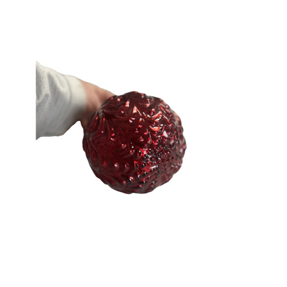 NWT Pottery Barn Red Oversized Embossed Sphere‎ Red Ball Ornament Mercury Glass - Picture 6 of 6